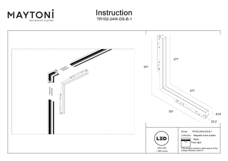 Corp de iluminat pe șină BASIS, Aluminiu Negru, 24W, MAYTONI TR102-24W-DS-B-1 [2]