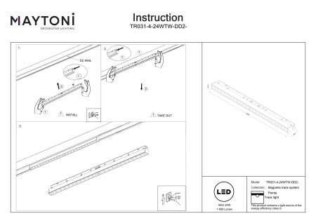Corp de iluminat pe șină Points, Aluminiu Alb, 24W, MAYTONI TR031-4-24WTW-DD2-W [3]