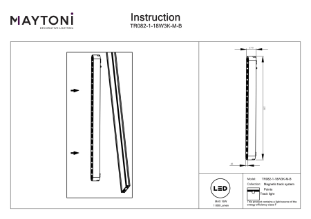Corp de iluminat pe șină Points, Aluminiu Negru, 16W, MAYTONI TR082-1-18W3K-M-B [3]