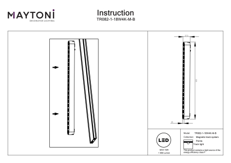 Corp de iluminat pe șină Points, Aluminiu Negru, 16W, MAYTONI TR082-1-18W4K-M-B [3]