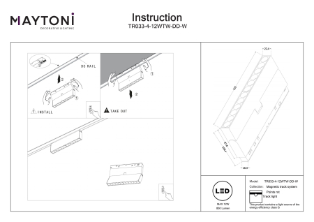 Corp de iluminat pe șină Points rota, Aluminiu Alb, 12W, MAYTONI TR033-4-12WTW-DD-W [4]