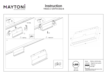 Corp de iluminat pe șină Points rota, Aluminiu Negru, 12W, MAYTONI TR033-4-12WTW-DD2-B [4]