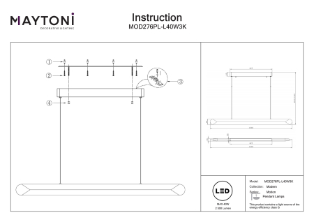 Corp de iluminat suspendat MOTION, Aluminiu Alb, 40W, MAYTONI MOD276PL-L40W3K [2]