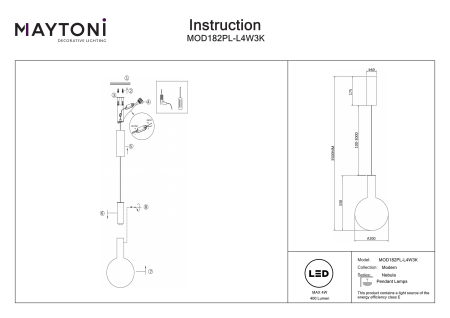 Corp de iluminat suspendat NEBULA, Metal Alb, 4W, MAYTONI MOD182PL-L4W3K [6]