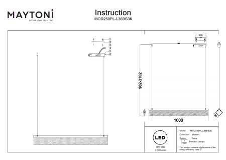 Corp de iluminat suspendat PETRA, Metal Alamă, 35W, MAYTONI MOD250PL-L36BS3K [6]