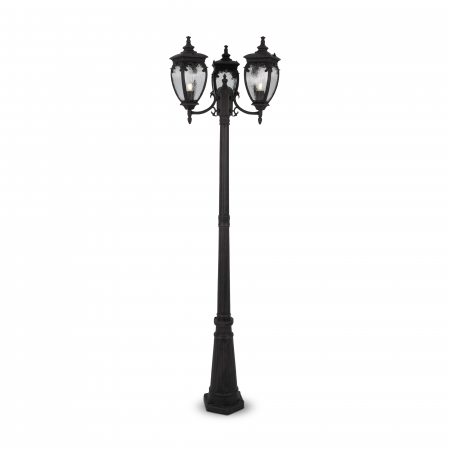 Iluminat exterior/gradina - Stalp pentru exterior Fleur O414FL-03BZ, 3xE27, negru+transparent, IP44, Maytoni