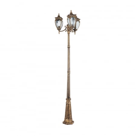 Stalp pentru exterior Fleur O414FL-03GB, 3xE27, bronz+transparent, IP44, Maytoni [1]