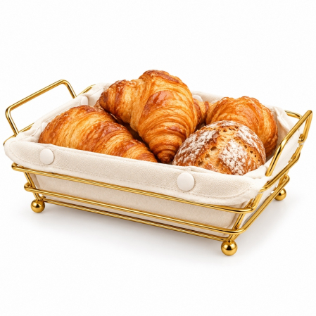 Accesorii servire masa - Coș pentru pâine Bready, Metal Auriu - SHP