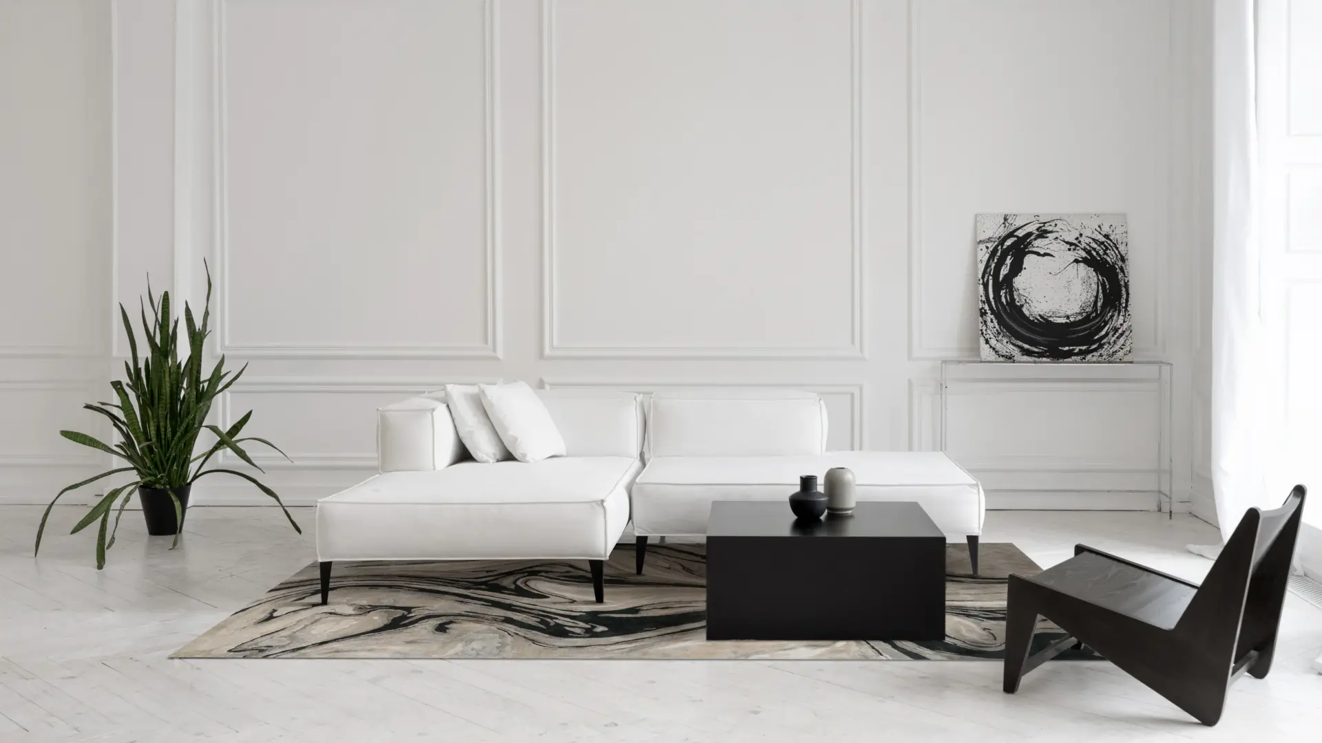 Covoare Living - Covor living / dormitor Blur Black (160x230 cm/200x300 cm) Carpet Decor
