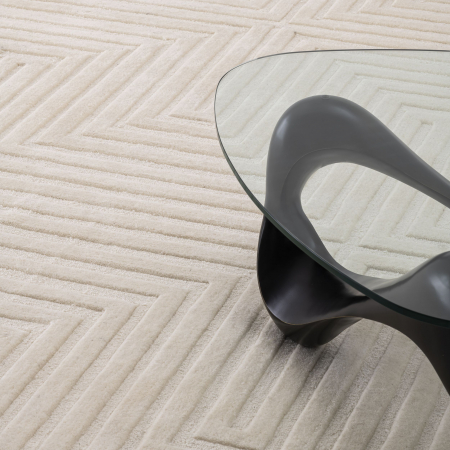 Covoare Living - Covor living / dormitor de lux alb ivoir Breck cu model geometric linii 300x200/400 cm | Eichholtz - 115014