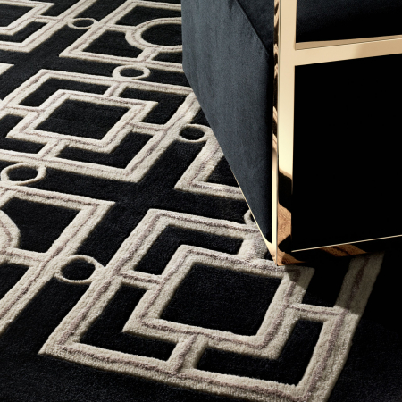 Covoare Living - Covor living / dormitor de lux negru Evans cu model geometric alb/taupe | Eichholtz - 109766