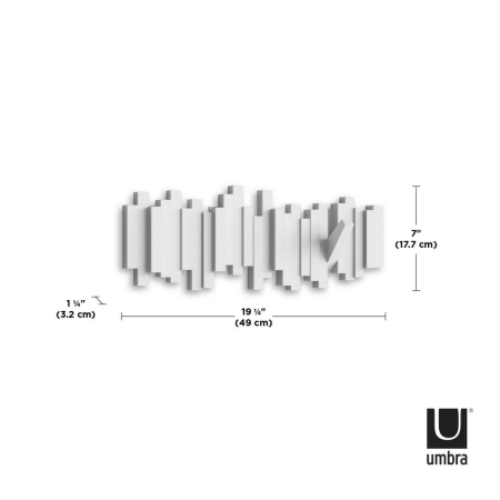 Cuier de perete UMBRA STICKS, 5 cârlige, alb [5]
