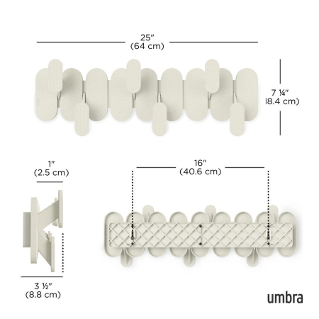 Cuier Tempo 47x6x16 cm, Plastic Reciclat și Fibră de Lemn Bej - Umbra [7]
