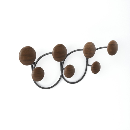 Cuier Dotsy 7 43x10x17 cm, Metal și Lemn Negru Nuc - Umbra [2]