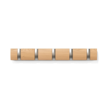 Produse - Cuier Flip 5 51x3x6 cm, Lemn Natural - Umbra