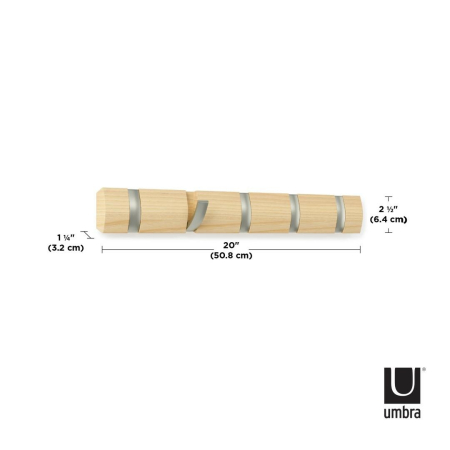 Cuier Flip 5 51x3x6 cm, Lemn Natural - Umbra [5]