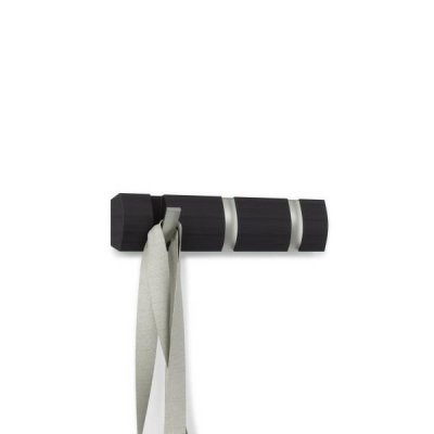 Cuier negru modern Katia cu 3,5 sau 8 carlige rabatabile, lemn/nichel, 318853-1143 - King [1]