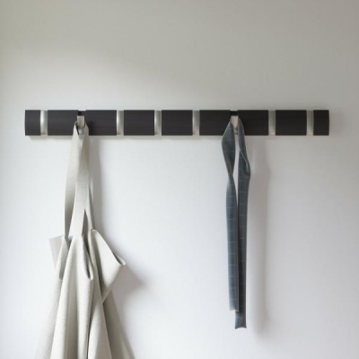 Cuier negru modern Katia cu 3,5 sau 8 carlige rabatabile, lemn/nichel, 318853-1143 - King [13]