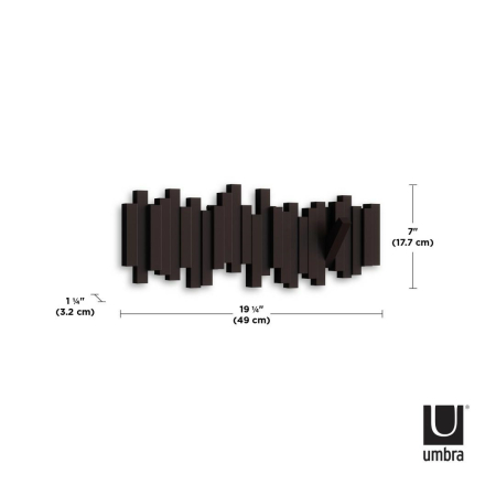 Cuier Sticks 5 49x3x18 cm, Plastic Espresso - Umbra [5]