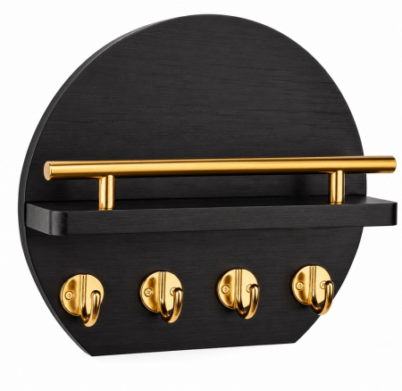 Hol & Lobby - Cuier Tazy 25x8,9x22,6 cm, Lemn și Metal Negru - SHP