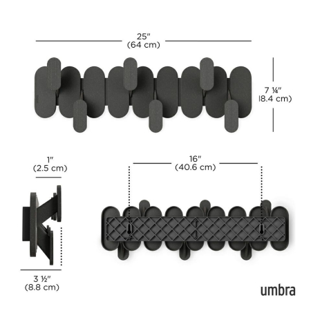 Cuier Tempo 47x6x16 cm, Plastic Reciclat și Fibră de Lemn Negru - Umbra [6]