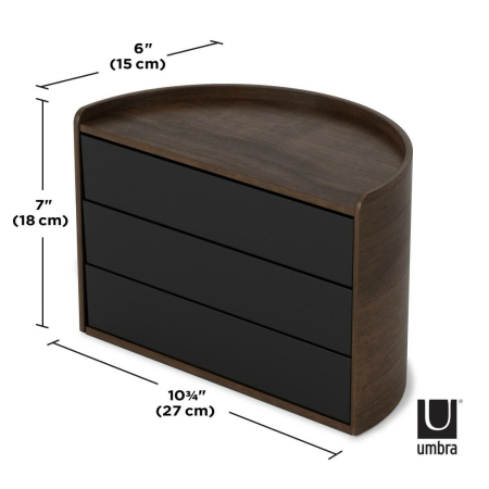 Cutie pentru Bijuterii Moona 15x18x27 cm, Lemn Negru Nuc - Umbra [5]