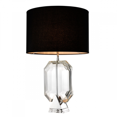 Veioze -   Lampă de masă Emerald cu finisaj nichel inclusiv abajur negru 110144 EICHHOLTZ