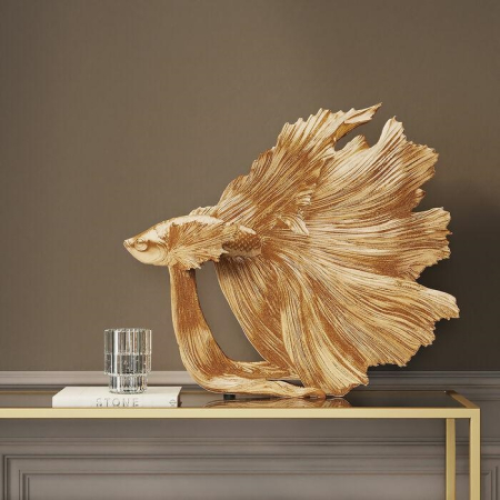 Decorațiune Betta Fish S 33,5x14x36,5 cm, Rășină Organică Auriu - Kare Design [7]