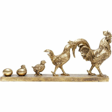 Produse - Decorațiune Chicken Evolution 57,5x11x27,5 cm, Rășină Auriu Antic - Kare Design