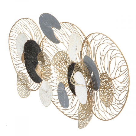 Decoratiune perete aurie Lotus 124x55 metal, model cu frunze stil glam [1]