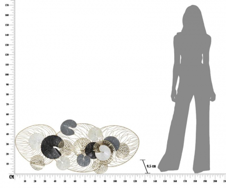 Decoratiune perete aurie Lotus 124x55 metal, model cu frunze stil glam [6]