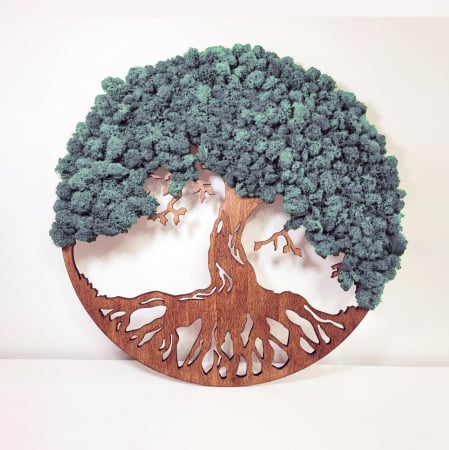 Decoratiune perete cu muschi stabilizati diverse culori Tree 30/50/70/90 cm, CP100_30 BLUE - Lacraru [3]