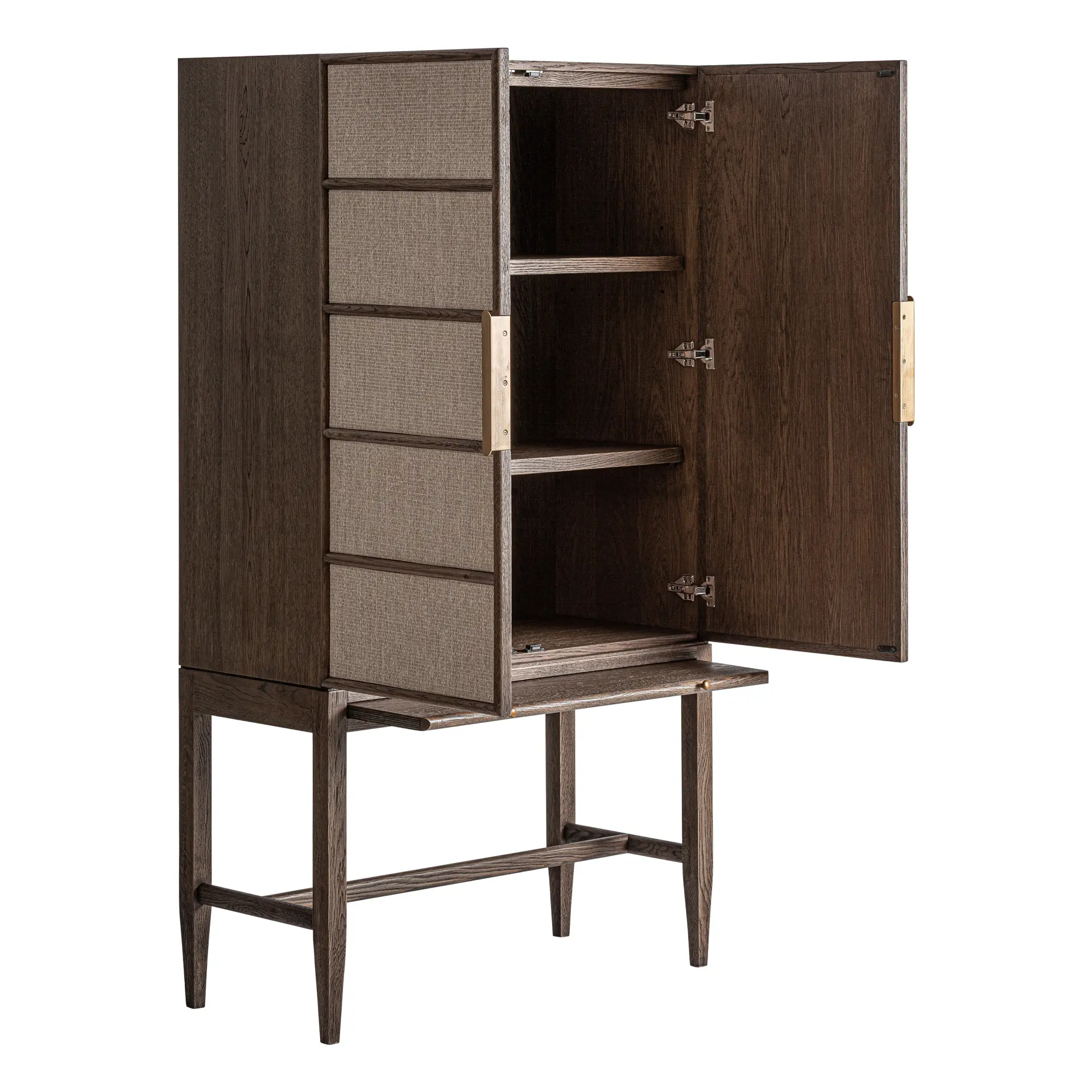 Dulapuri living - Dulap 100x45x180 cm, Placaj de Stejar și Poliester Nuc - VicalHome VicalHome 38854