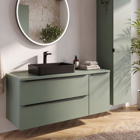Dulap baie cu coș de rufe Sombra Green, lățime 40 cm, PAL Melaminat Verde Stuf, 1 Ușă, Suspendat - COMAD, cod SOMBRA GREEN 81-40-1DK [8]