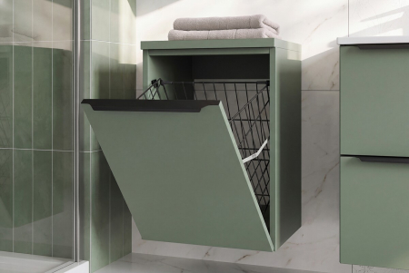 Dulap baie cu coș de rufe Sombra Green, lățime 40 cm, PAL Melaminat Verde Stuf, 1 Ușă, Suspendat - COMAD, cod SOMBRA GREEN 81-40-1DK [13]