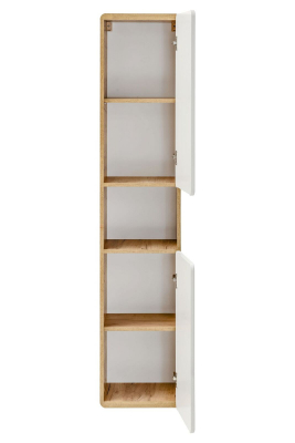 Dulap baie inalt Aruba, 170x35 cm, MDF alb lucios, stejar auriu, COMAD [1]