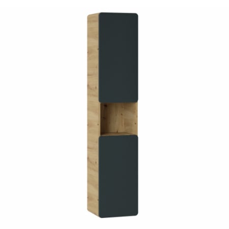 Produse - Dulap baie inalt Aruba Cosmos 170x35 cm, MDF negru mat, stejar auriu, COMAD