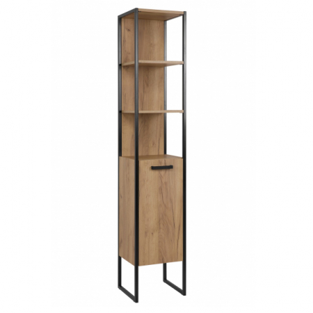 Produse - Dulap baie inalt 185x35 cm, stejar/metal, design industrial, Brooklin COMAD