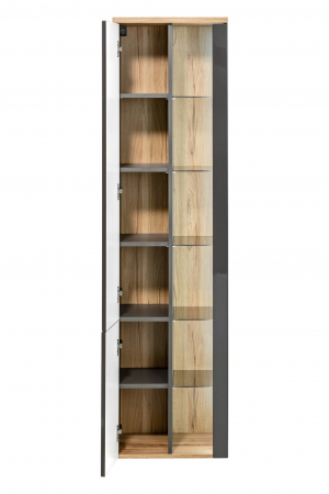 Dulap baie inalt suspendat 170x45 cm, MDF gri/stejar auriu, model Bahama Grey, design modern COMAD [1]