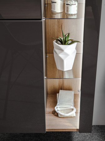 Dulap baie inalt suspendat 170x45 cm, MDF gri/stejar auriu, model Bahama Grey, design modern COMAD [2]
