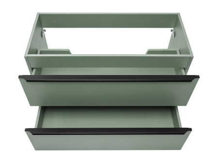 Dulap baie pentru lavoar Sombra Green, lățime 100 cm, PAL Melaminat Verde Stuf, Suspendat, 2 Sertare - COMAD, cod SOMBRA GREEN 82-100-46-2S [15]