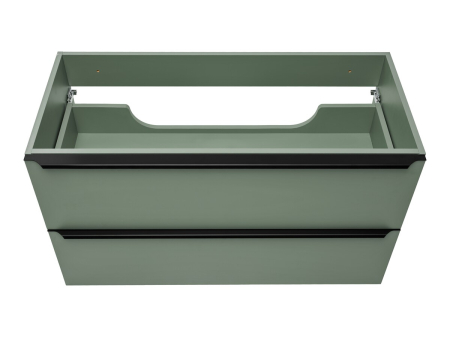 Dulap baie pentru lavoar Sombra Green, lățime 100 cm, PAL Melaminat Verde Stuf, Suspendat, 2 Sertare - COMAD, cod SOMBRA GREEN 82-100-46-2S [8]