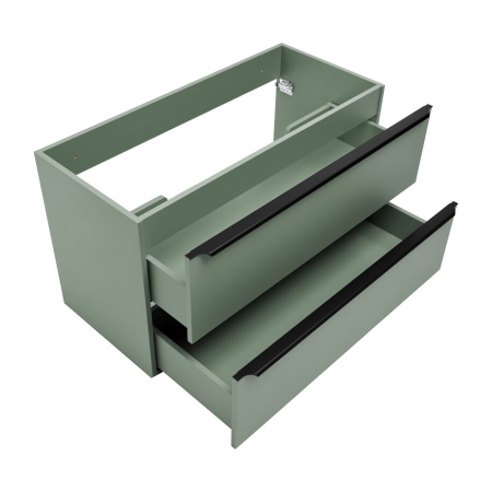 Dulap baie pentru lavoar Sombra Green, lățime 100 cm, PAL Melaminat Verde Stuf, Suspendat, 2 Sertare - COMAD, cod SOMBRA GREEN 82-100-46-2S [16]