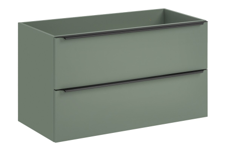 Mobilier Baie - Dulap baie pentru lavoar Sombra Green, lățime 100 cm, PAL Melaminat Verde Stuf, Suspendat, 2 Sertare - COMAD, cod SOMBRA GREEN 82-100-46-2S