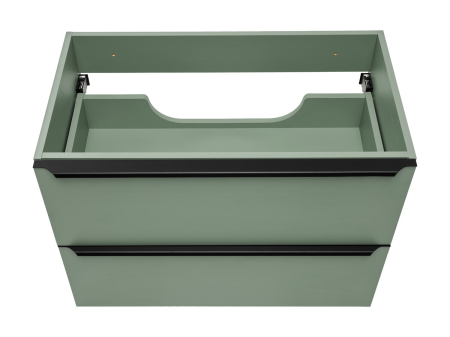 Dulap baie pentru lavoar Sombra Green, lățime 70 cm, PAL Melaminat Verde Stuf, Suspendat, 2 Sertare - COMAD, cod SOMBRA GREEN 82-70-46-2S [14]