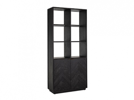 Dulap biblioteca premium negru Nevena 100x220 cm stejar, manere otel inoxidabil, 7377 - Richmond Interiors [3]