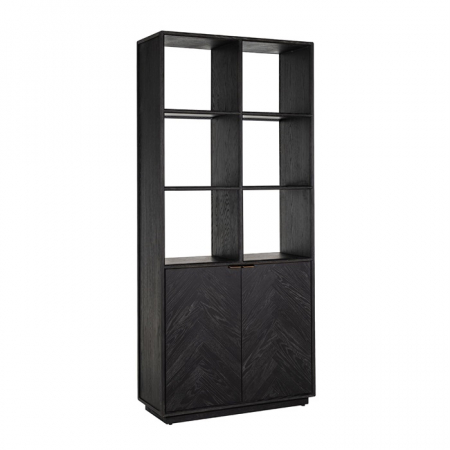 Dulap biblioteca premium negru Nevena 100x220 cm stejar, manere otel inoxidabil, 7377 - Richmond Interiors [8]