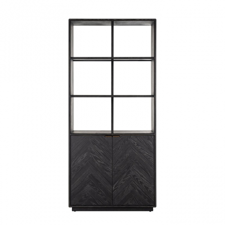 Dulapuri&Vitrine - Dulap biblioteca premium negru Nevena 100x220 cm stejar, manere otel inoxidabil, 7377 - Richmond Interiors