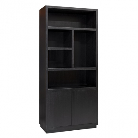 Dulapuri&Vitrine - Dulap biblioteca premium negru Kelda 100x220 cm, furnir stejar, 6502 BLACK - Richmond Interiors