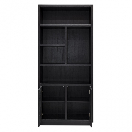 Dulap biblioteca premium negru Kelda 100x220 cm, furnir stejar, 6502 BLACK - Richmond Interiors [3]
